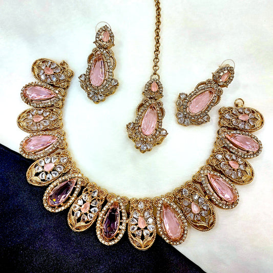 Necklace Set with Earrings and Tikka, Delicate Adornment of the Artisan