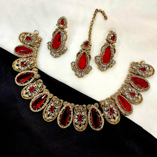 Necklace Set with Earrings and Tikka, Delicate Adornment of the Artisan